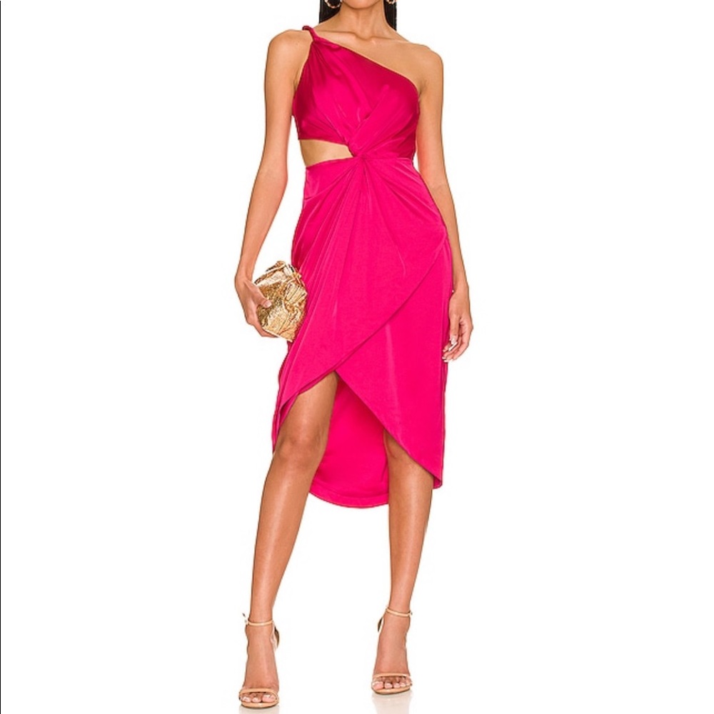 Hot pink dress, very comfortable and breathable for a spring or summer wedding.